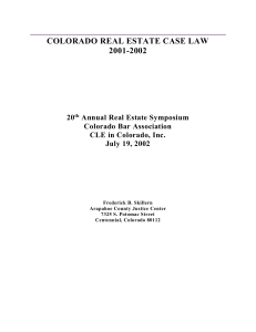 Colorado Real Estate Case Law 2001-2002