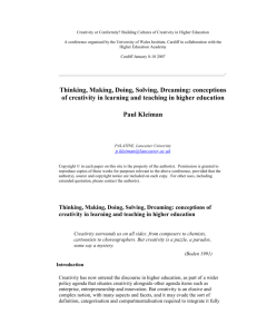 Thinking, Making, Doing, Solving, Dreaming: conceptions of