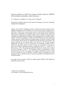 Solvent extraction of Zn(II) from Aqueous Sulfate solution by