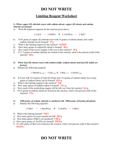 DO NOT WRITE Limiting Reagent Worksheet 1) When copper (II