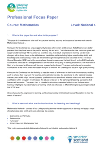 Professional Focus Paper: Mathematics (National 4)