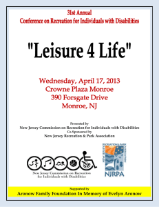 Presented by New Jersey Commission on Recreation for Individuals
