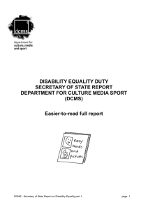Secretary of State Report on Disability Equality part 1