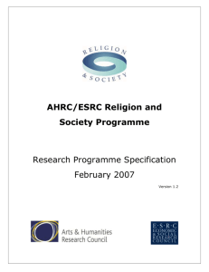 Religion and Society - Programme Specification
