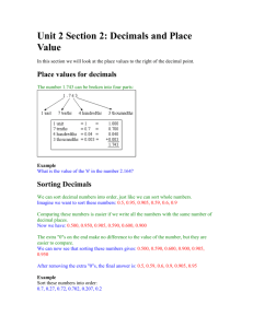 Unit 2 Section 2 : Decimals and Place Value