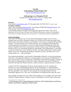 Syllabus for Anthropology 103: Anthropology in a Changing World