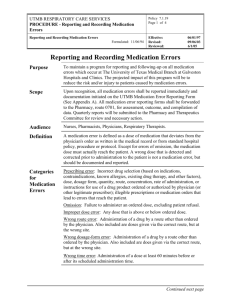 Reporting and Recording Medication Errors