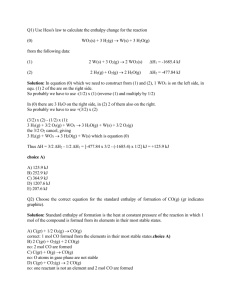 Q1) Use Hess`s law to calculate the enthalpy change for the reaction