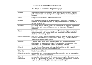 GLOSSARY OF TOPONYMIC TERMINOLOGY - WATA