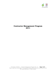 Contractor Management Program 2011 TABLE OF CONTENTS 1.0
