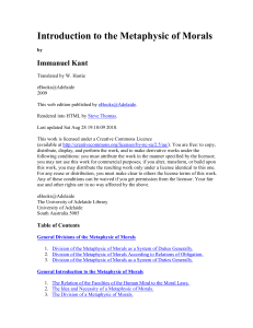 Introduction to the Metaphysic of Morals