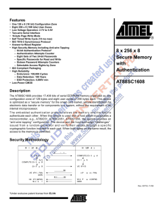 AT88SC1608, 8 x 256 x 8 Secure Memory with Authentication