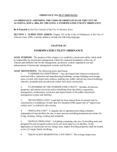 Stormwater Utility Ordinance - Chapter 143