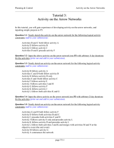 Tutorial 3: Activity on the Arrow Networks