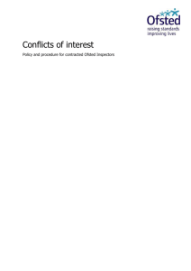Conflict of interest policy and procedure for Ofsted Inspectors