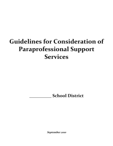 Guidelines for Consideration of Paraprofessional Support Services