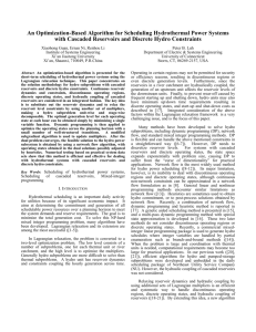 An Optimization-Based Algorithm for Scheduling Hydrothermal