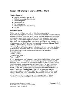 Lesson Ten Dictating in Microsoft Office Word