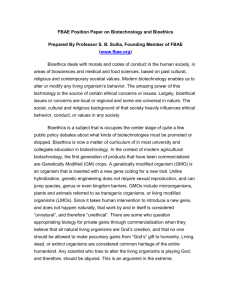 FBAE Position Paper on Biotechnology and Bioethics