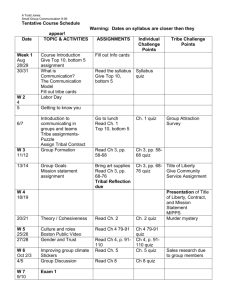 Tentative Course Schedule