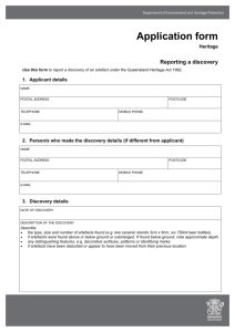 Discovery reporting form - Department of Environment and Heritage