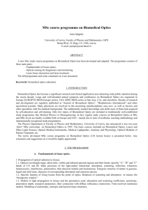 SYLLABUS ON BIOMEDICAL OPTICS (M Sc )