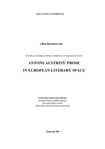 Alīna Romanovska. Antons Austriņš` prose in European literary