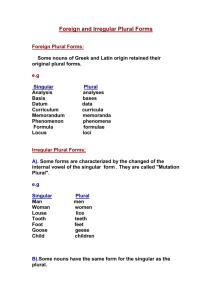 Foreign and Irregular Plural Forms