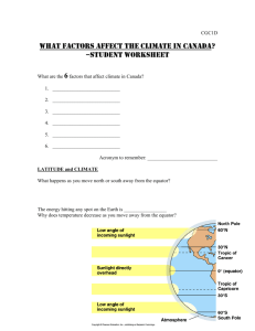 Unit: What factors Affect Climate in Canada -Student