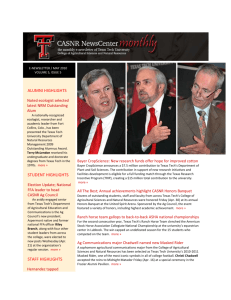 CASNR eNewsletter - May 2010 - Texas Tech University Departments