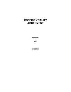 Confidentiality Agreement Investment Form