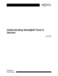 Understanding Sakai@UD Tests & Quizzes