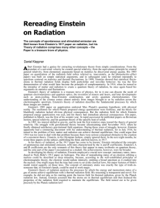 Rereading Einstein on Radiation The concepts of spontaneous and