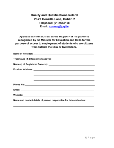 Application Form - Internationalisation Register
