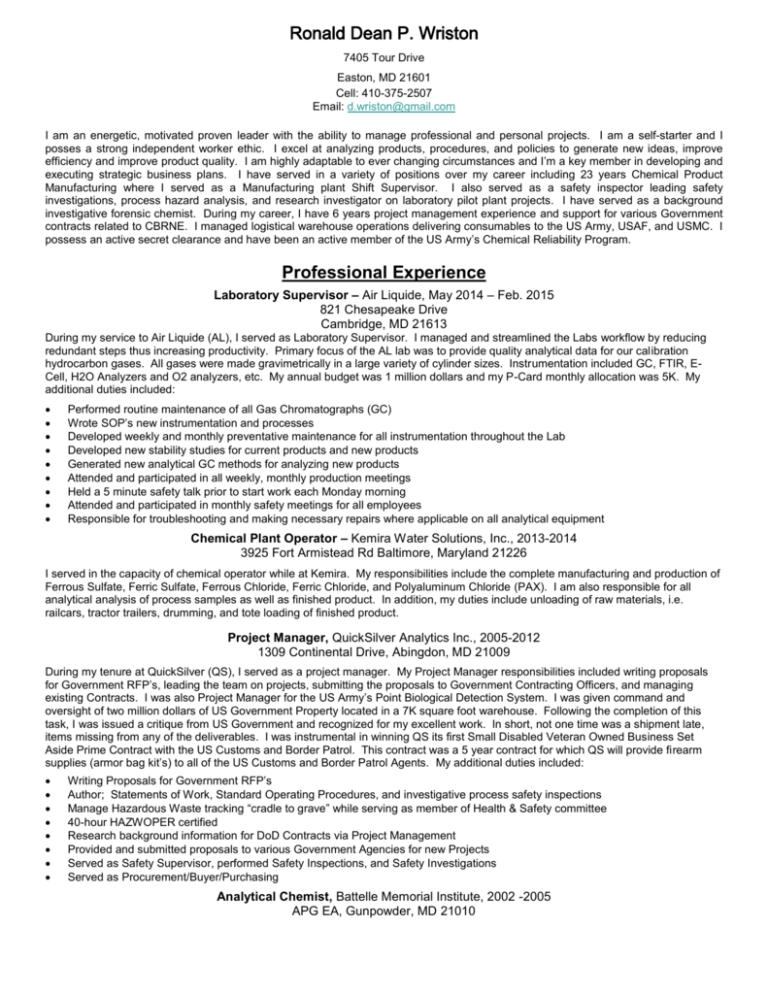 RonaldDeanWriston Adell Plastics, Inc.