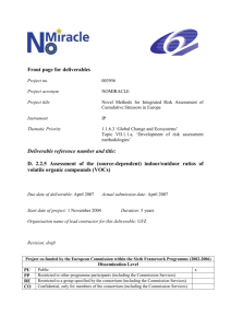 Assessment of the indoor/outdoor ratio of VOC