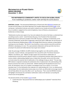 Mathematics of Planet Earth MEDIA RELEASE December 7, 2012