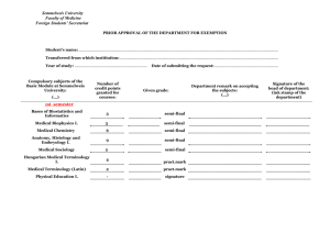 Exemption Form for 1st year Medicine