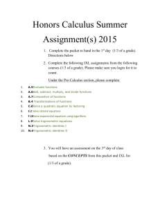 Going to Honors Calculus summer assignment 2015