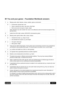 B1 You and your genes – Foundation Workbook answers