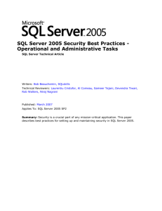 SQL Server 2005 Security Best Practices – Operational And