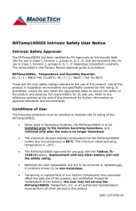 RHTemp1000IS Intrinsic Safety User Notice