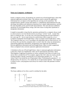 Notes on Computer Arithmetic - Systems and Computer Engineering