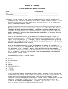 Scientific Notation and Numerical Estimation