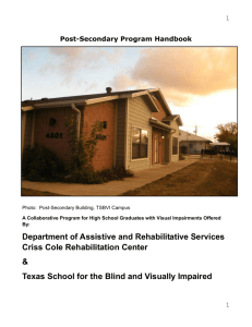 Post-Secondary Program Handbook - Texas School for the Blind