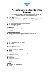 Summary of Physical Problems related to binge eating, vomiting and
