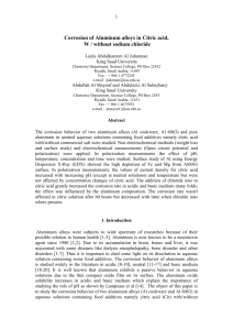 corrosion of Al in Citric