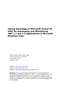 Taking Advantage of Microsoft Virtual PC 2007 for Developing