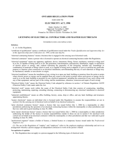 ELECTRICITY ACT, 1998 - O. Reg. 570/05