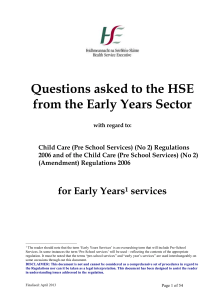 Questions asked to the HSE from the Early Years Sector